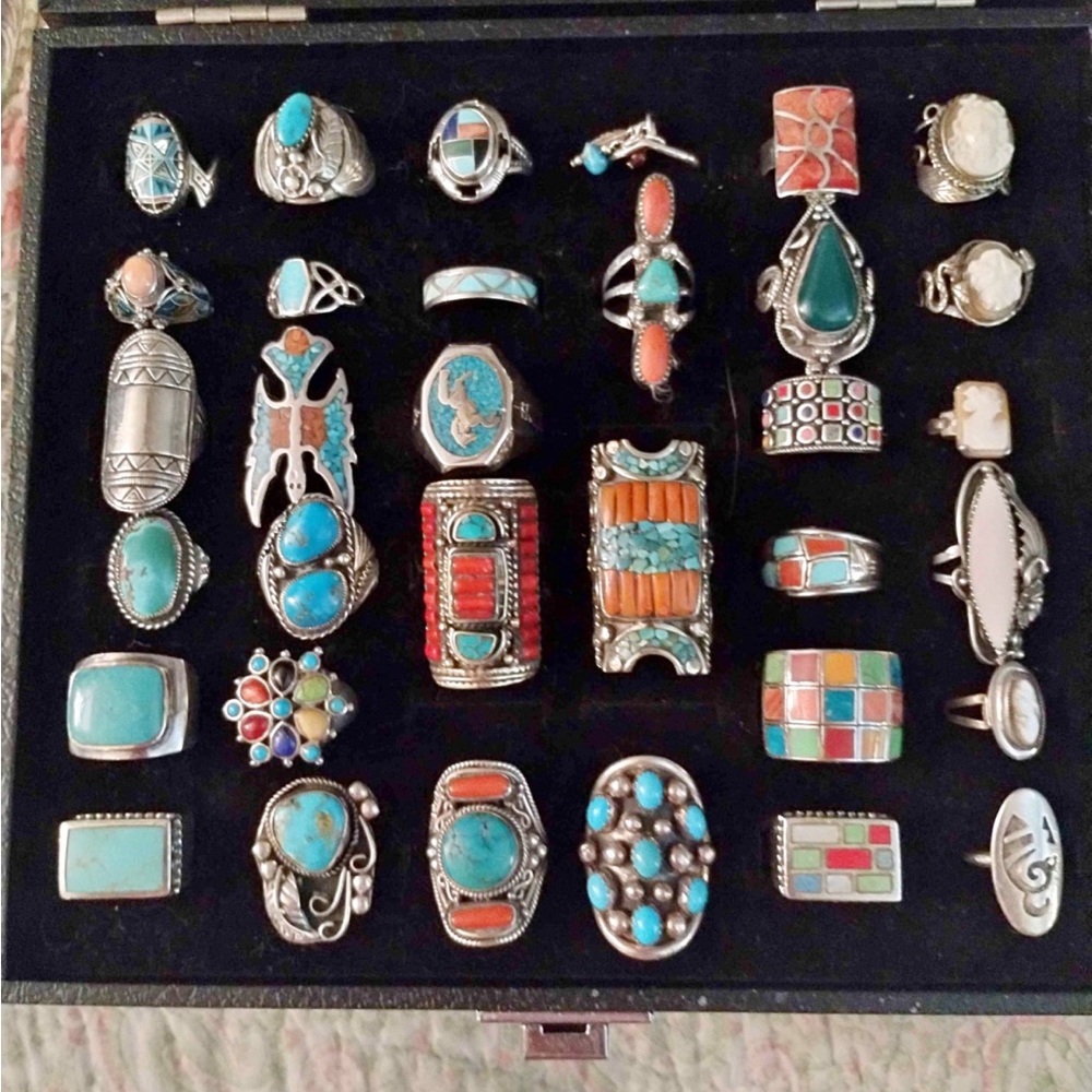 Various American Zuni style rings